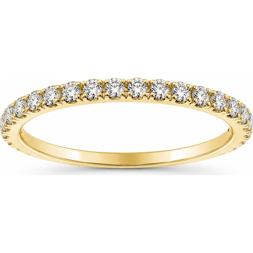 14K Yellow Gold Diamond Band with Prong-Set Round Brilliant Diamonds - 0.38 Carat Total Diamond Weight by Auriventus
