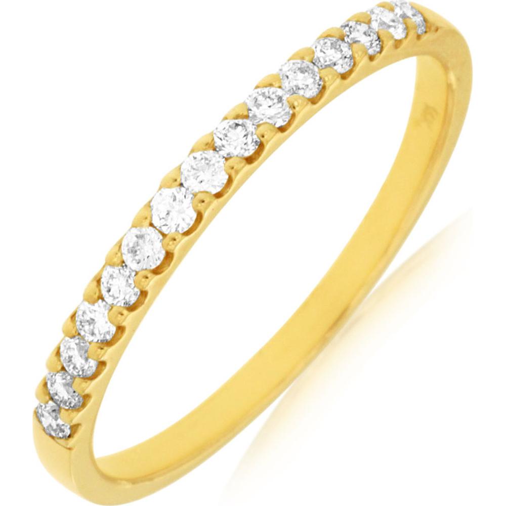 14K Yellow Gold Diamond Band with Shared-Prong Set Diamonds - 0.25 Carats Total Diamond Weight
