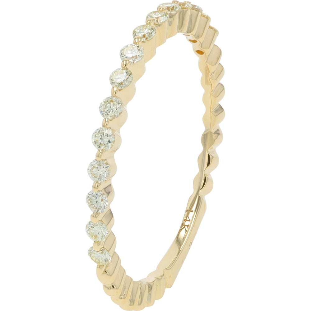 14K Yellow Gold Diamond Band with Shared-Prong Set Round Brilliant Diamonds - 0.40 Carat Total Diamond Weight
