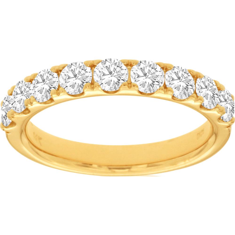 14K Yellow Gold Diamond Band with Shared-Prong Set Round Cut Diamonds - 1.10 Carat Total Diamond Weight - Royal Jewelry