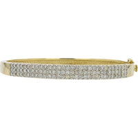 14K Yellow Gold Diamond Bangle with Pave - Set Diamonds - 2.00 Carat Total Diamond Weight