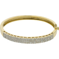 14K Yellow Gold Diamond Bangle with Pave - Set Diamonds - 2.00 Carat Total Diamond Weight