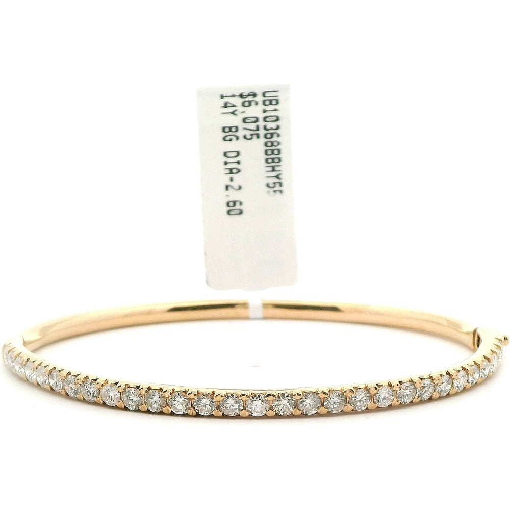 14K Yellow Gold Diamond Bangle with Round Brilliant Cut Diamonds - 2.60 Carat Total Diamond Weight by Auriventus