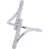 14K Yellow Gold Diamond Bar Asymmetrical Ring - 0.25 Carat Total Diamond Weight