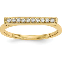 14K Yellow Gold Diamond Bar Ring with 10 Round Diamonds - 0.10 Carat Total Diamond Weight by Oro Pregiato