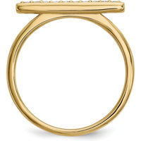 14K Yellow Gold Diamond Bar Ring with 10 Round Diamonds - 0.10 Carat Total Diamond Weight by Oro Pregiato