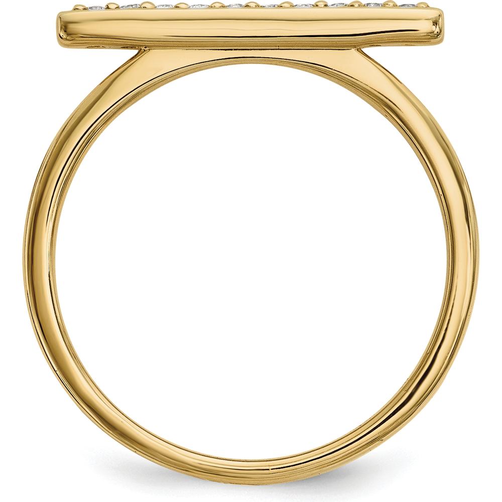 14K Yellow Gold Diamond Bar Ring with 10 Round Diamonds - 0.10 Carat Total Diamond Weight by Oro Pregiato