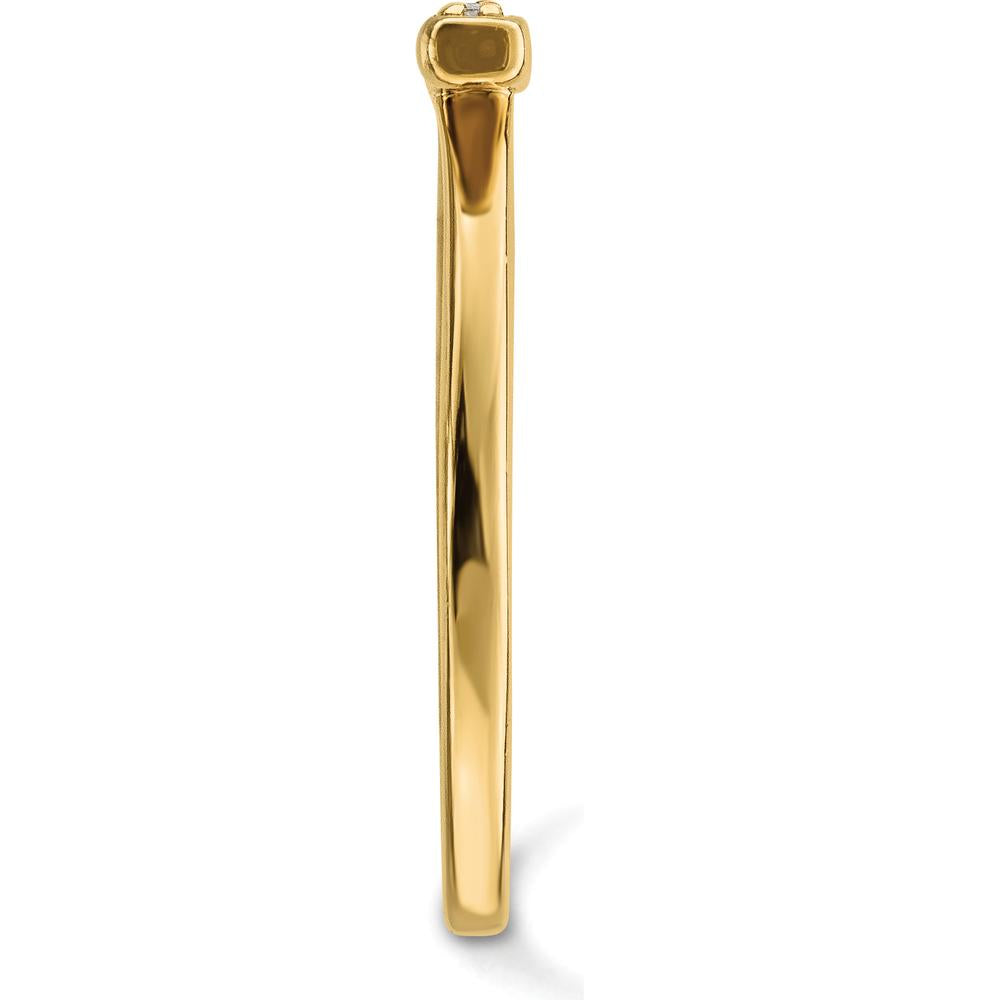 14K Yellow Gold Diamond Bar Ring with 10 Round Diamonds - 0.10 Carat Total Diamond Weight by Oro Pregiato