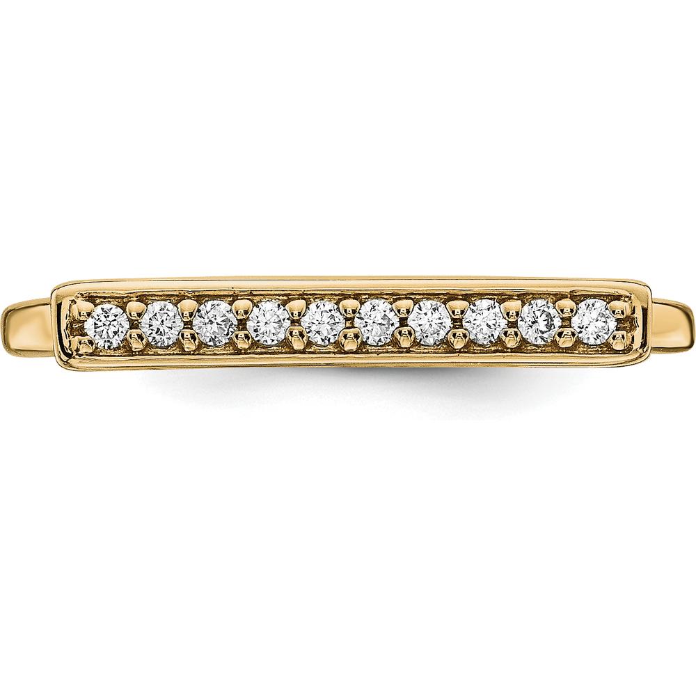 14K Yellow Gold Diamond Bar Ring with 10 Round Diamonds - 0.10 Carat Total Diamond Weight by Oro Pregiato