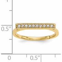 14K Yellow Gold Diamond Bar Ring with 10 Round Diamonds - 0.10 Carat Total Diamond Weight by Oro Pregiato