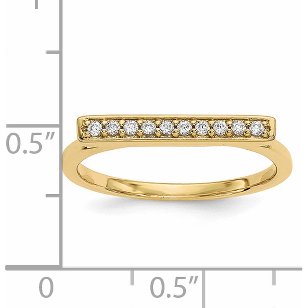 14K Yellow Gold Diamond Bar Ring with 10 Round Diamonds - 0.10 Carat Total Diamond Weight by Oro Pregiato