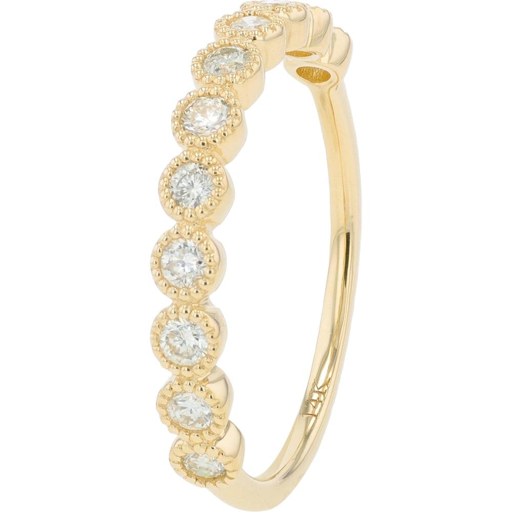 14K Yellow Gold Diamond Bezel Set Band with 0.38 Carat Total Diamond Weight
