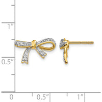 14K Yellow Gold Diamond Bow Post Earrings - 0.01 Carat Total Diamond Weight by Monteluci Fine Jewelry