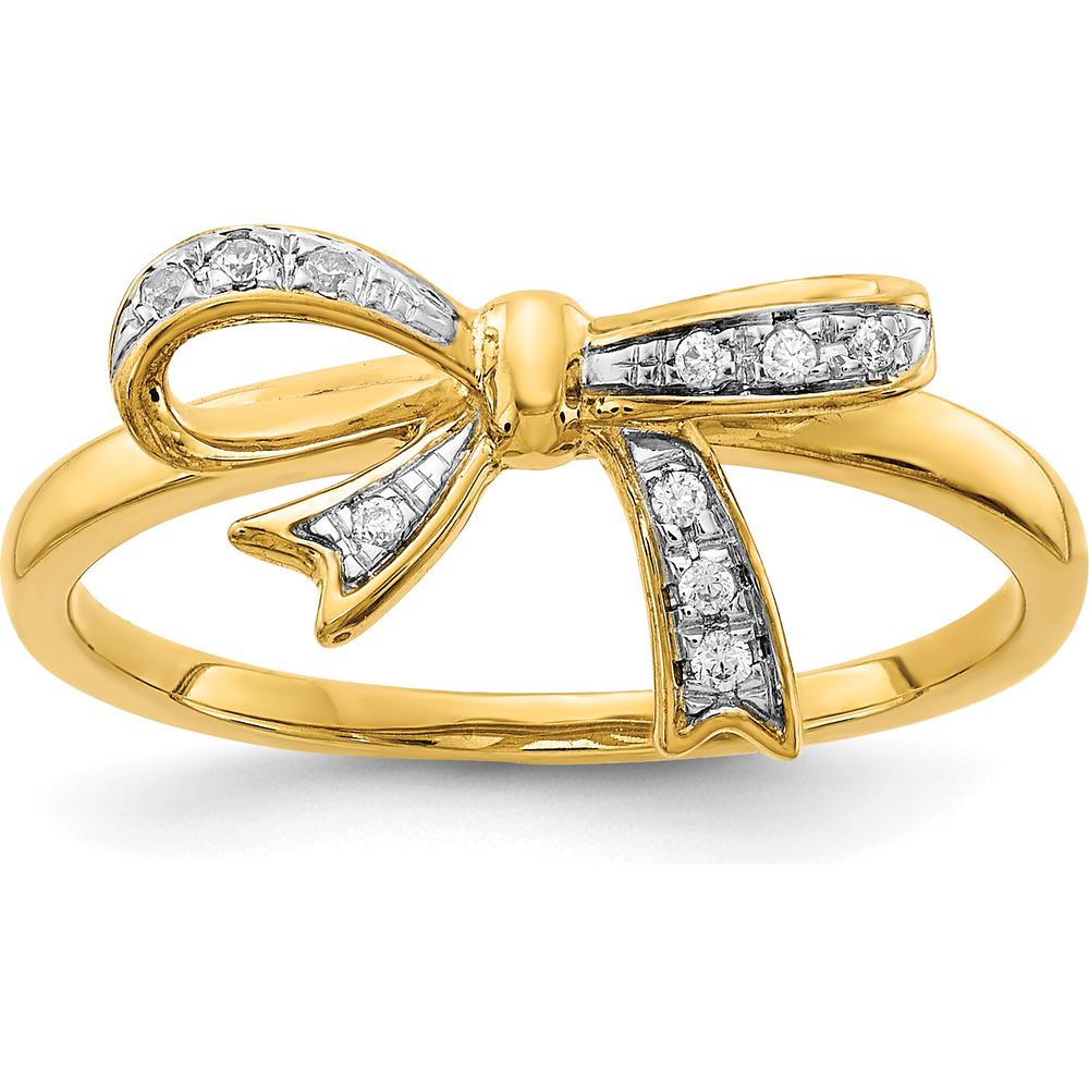 14K Yellow Gold Diamond Bow Ring with Round Diamonds - 0.021 Carat Total Diamond Weight by 0