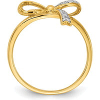 14K Yellow Gold Diamond Bow Ring with Round Diamonds - 0.021 Carat Total Diamond Weight by 0
