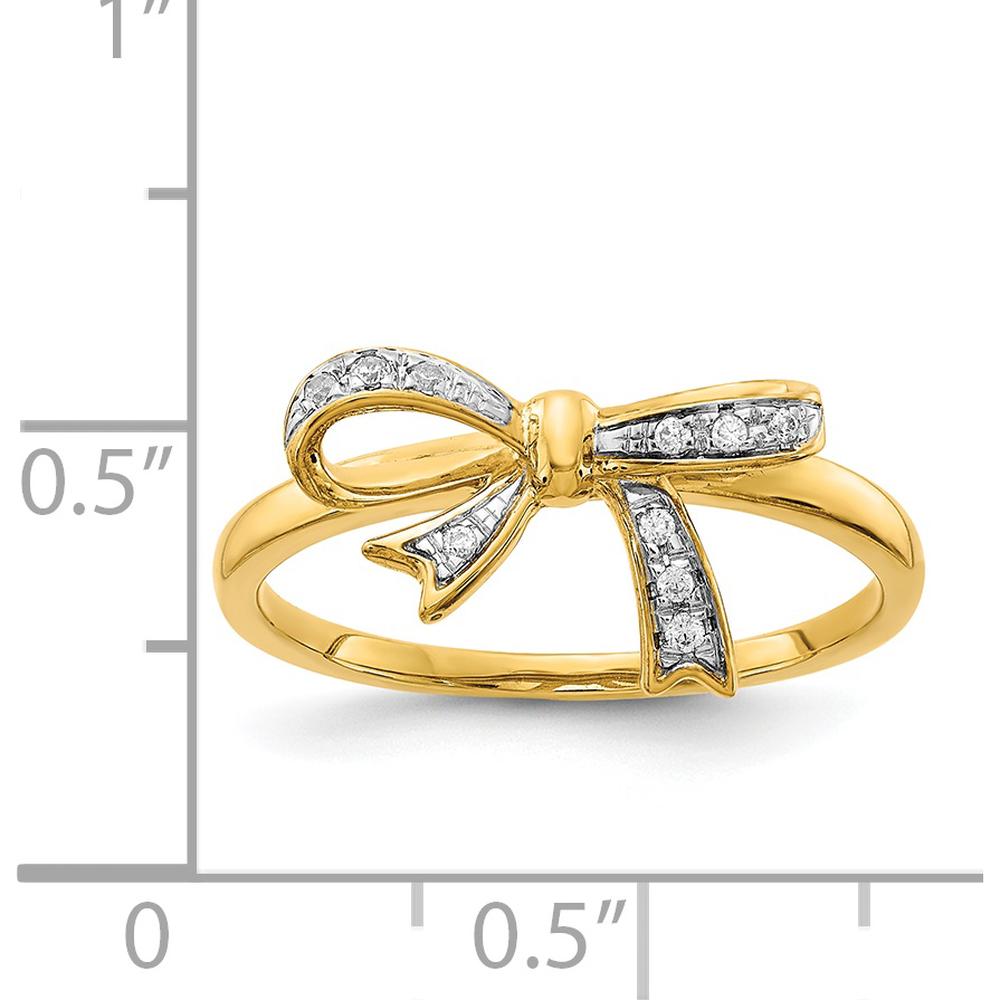14K Yellow Gold Diamond Bow Ring with Round Diamonds - 0.021 Carat Total Diamond Weight by 0