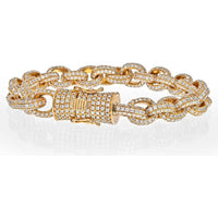14K Yellow Gold Diamond Bracelet with Round Cut Diamonds - 20.00 Carats Total Diamond Weight