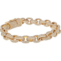14K Yellow Gold Diamond Bracelet with Round Cut Diamonds - 20.00 Carats Total Diamond Weight