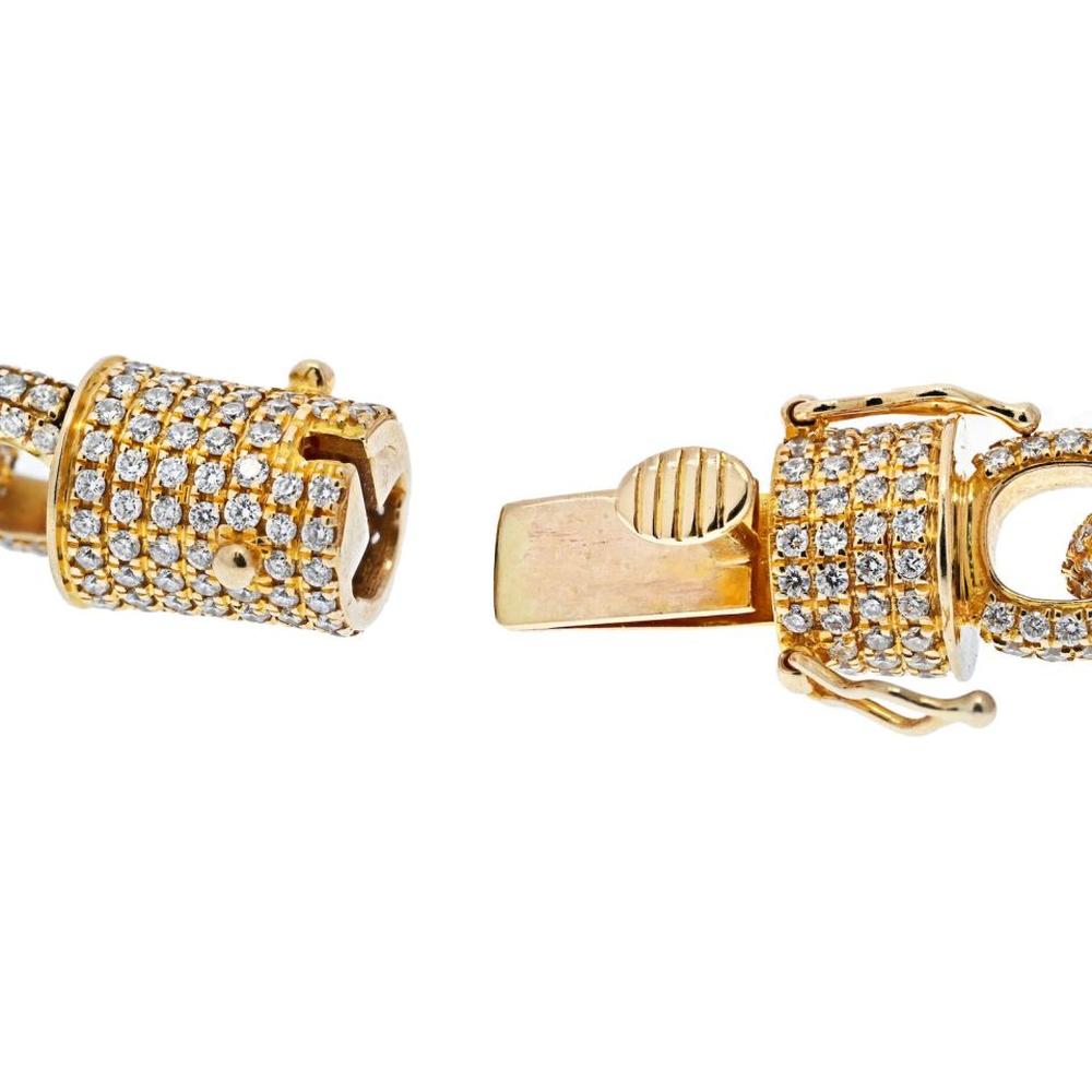 14K Yellow Gold Diamond Bracelet with Round Cut Diamonds - 20.00 Carats Total Diamond Weight