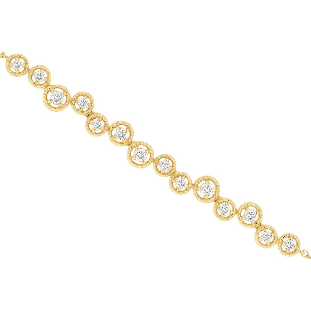 14K Yellow Gold Diamond Bracelet with Round Prong-Set Brilliant Cut Diamonds - 0.29 Carat Total Diamond Weight - Royal Jewelry