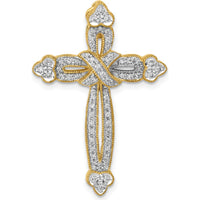 14K Yellow Gold Diamond Budded Cross Pendant Slide with 0.25 Carat Natural Round Diamonds by Monteluci Fine Jewelry