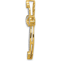 14K Yellow Gold Diamond Budded Cross Pendant Slide with 0.25 Carat Natural Round Diamonds by Monteluci Fine Jewelry