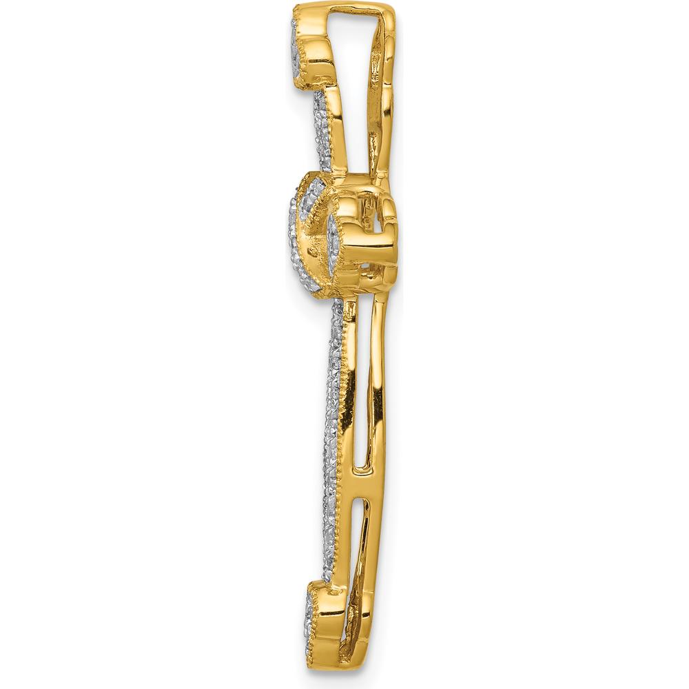 14K Yellow Gold Diamond Budded Cross Pendant Slide with 0.25 Carat Natural Round Diamonds by Monteluci Fine Jewelry