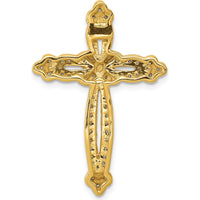 14K Yellow Gold Diamond Budded Cross Pendant Slide with 0.25 Carat Natural Round Diamonds by Monteluci Fine Jewelry