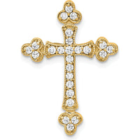 14K Yellow Gold Diamond Budded Cross Slide Pendant with 6 Round Diamonds - 0.012 Carat Total Diamond Weight by Oro Pregiato