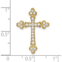 14K Yellow Gold Diamond Budded Cross Slide Pendant with 6 Round Diamonds - 0.012 Carat Total Diamond Weight by Oro Pregiato