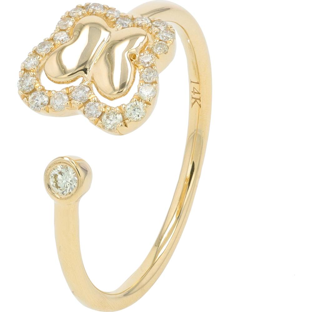 14K Yellow Gold Diamond Butterfly Cuff Ring - 0.17 Carat Total Diamond Weight