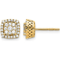 14K Yellow Gold Diamond Button Earrings with Cluster Set Round Diamonds - 0.09 Carat Total Diamond Weight by Oro Pregiato