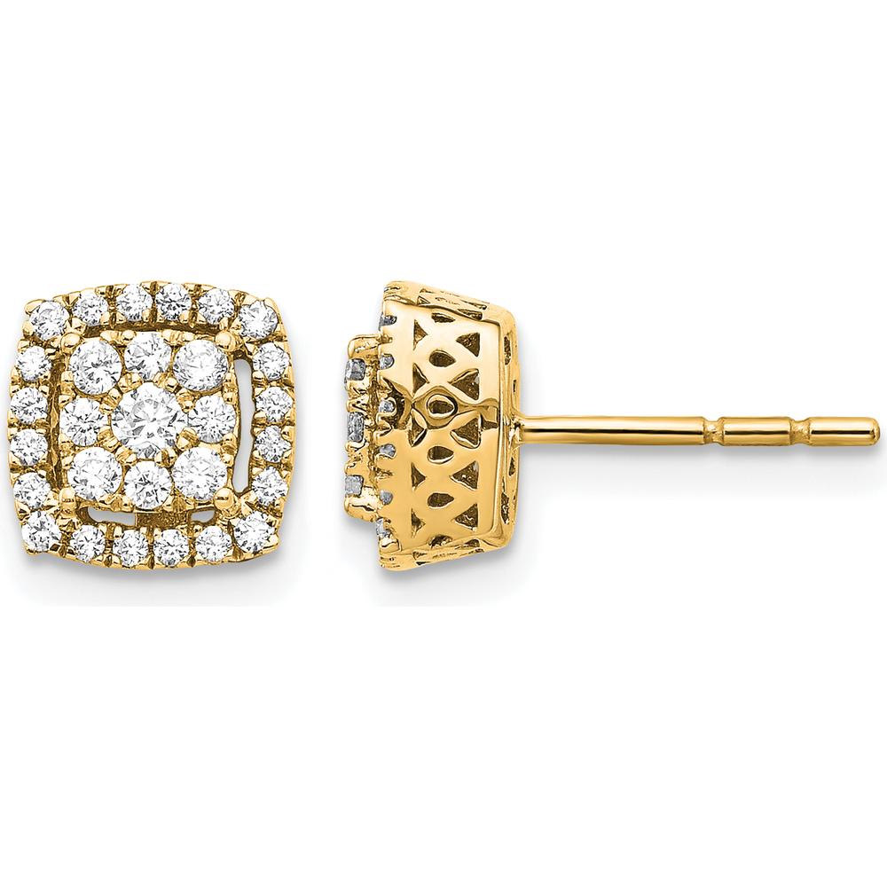 14K Yellow Gold Diamond Button Earrings with Cluster Set Round Diamonds - 0.09 Carat Total Diamond Weight by Oro Pregiato