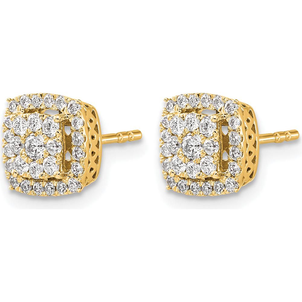 14K Yellow Gold Diamond Button Earrings with Cluster Set Round Diamonds - 0.09 Carat Total Diamond Weight by Oro Pregiato