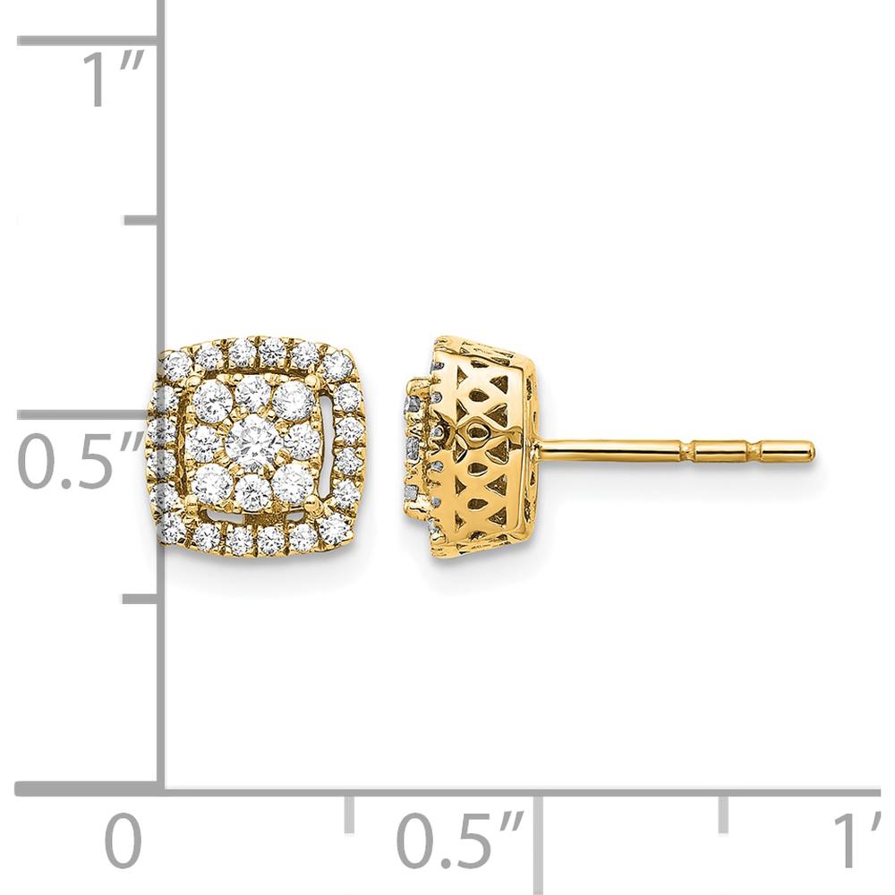 14K Yellow Gold Diamond Button Earrings with Cluster Set Round Diamonds - 0.09 Carat Total Diamond Weight by Oro Pregiato