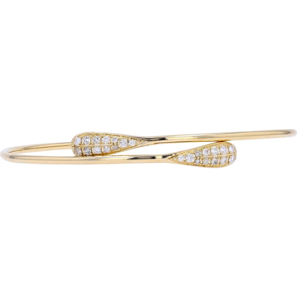 14K Yellow Gold Diamond Bypass Bangle - 0.37 Carat Total Diamond Weight