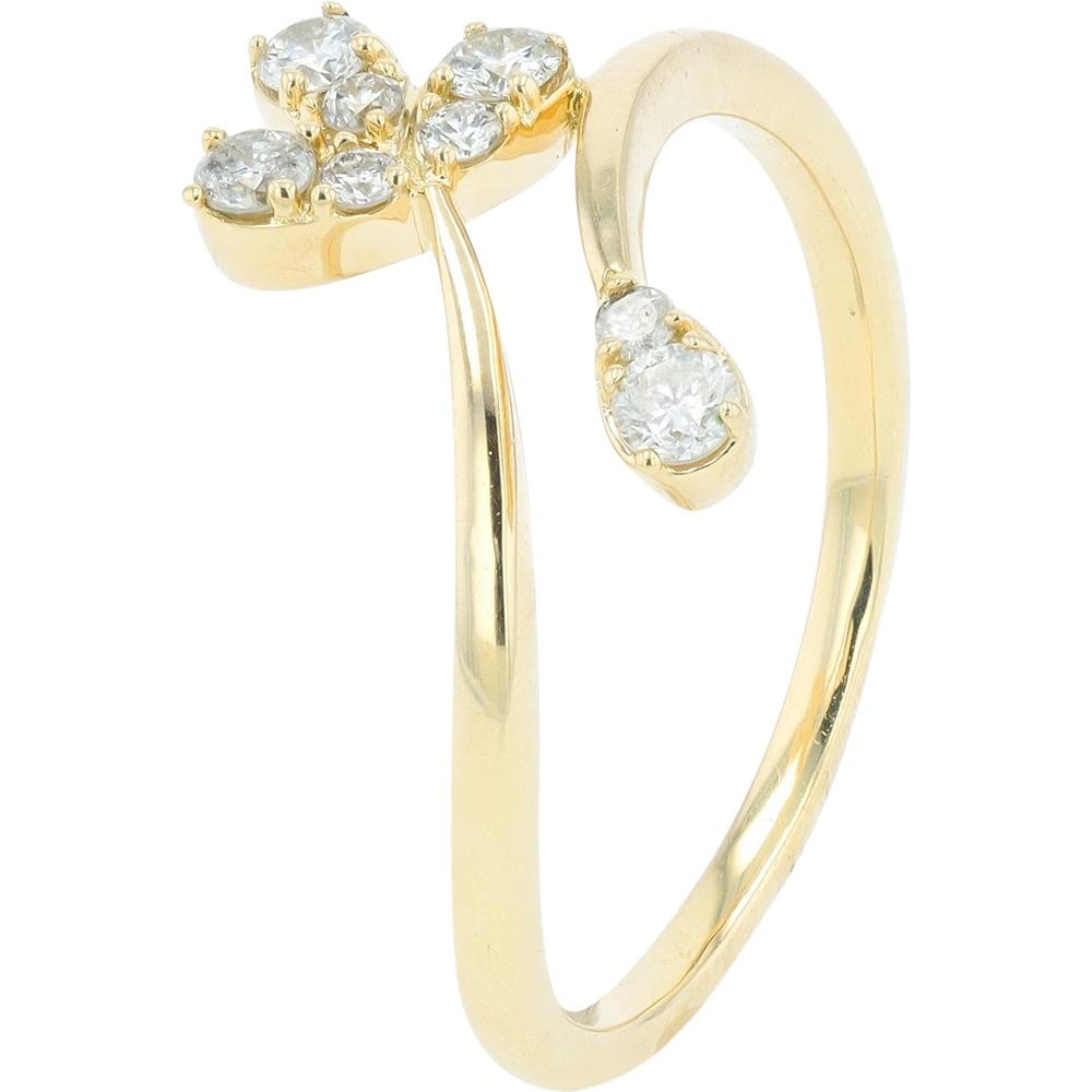 14K Yellow Gold Diamond Bypass Ring with 0.25 Carat Total Diamond Weight
