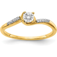 14K Yellow Gold Diamond Bypass Ring with Round-Cut Diamonds - 0.044 Carat Total Diamond Weight by 0