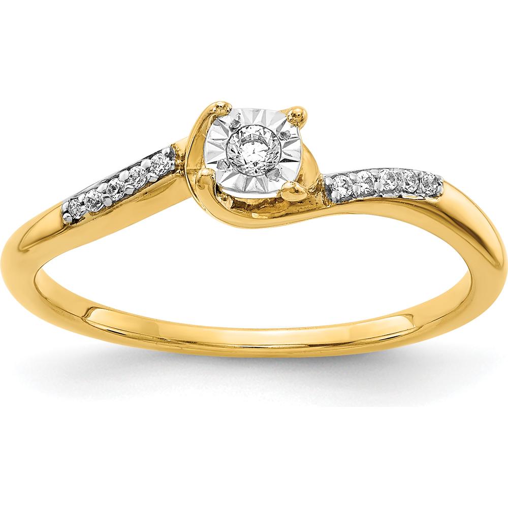 14K Yellow Gold Diamond Bypass Ring with Round-Cut Diamonds - 0.044 Carat Total Diamond Weight by 0