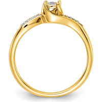 14K Yellow Gold Diamond Bypass Ring with Round-Cut Diamonds - 0.044 Carat Total Diamond Weight by 0