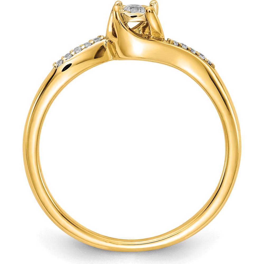 14K Yellow Gold Diamond Bypass Ring with Round-Cut Diamonds - 0.044 Carat Total Diamond Weight by 0