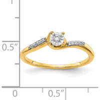 14K Yellow Gold Diamond Bypass Ring with Round-Cut Diamonds - 0.044 Carat Total Diamond Weight by 0