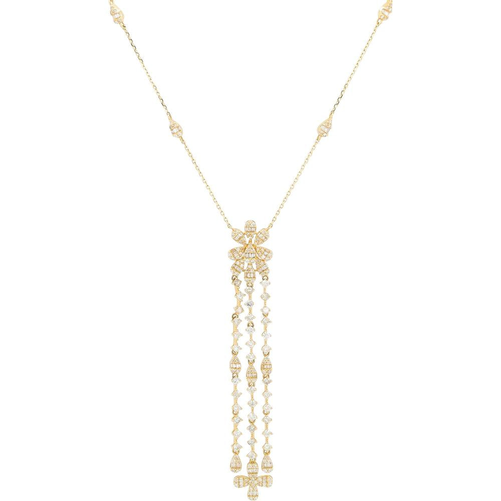 14K Yellow Gold Diamond Cascade Necklace - 2.00 Carat Total Diamond Weight
