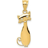 14K Yellow Gold Diamond Cat Pendant with Natural Diamonds - 0.01 Carat Total Diamond Weight by Oro Pregiato