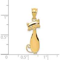 14K Yellow Gold Diamond Cat Pendant with Natural Diamonds - 0.01 Carat Total Diamond Weight by Oro Pregiato