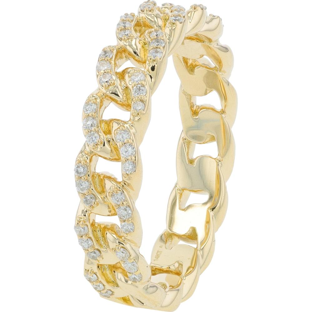 14K Yellow Gold Diamond Chain Band with 0.18 Carats of Diamonds