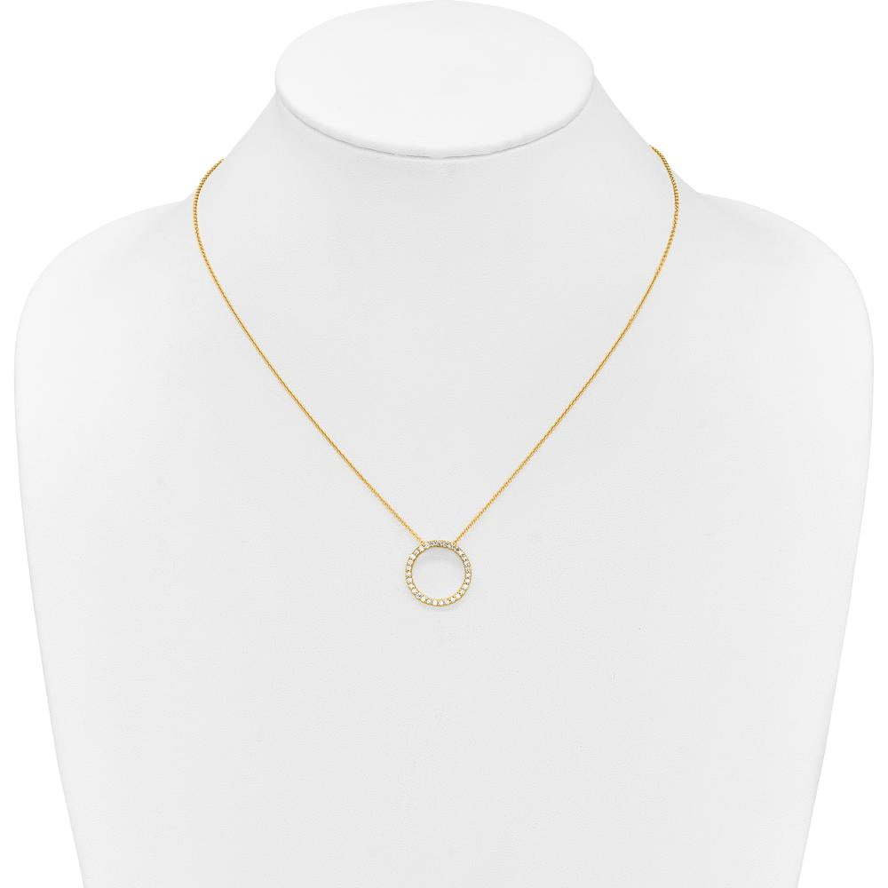 14K Yellow Gold Diamond Circle Necklace with 31 Round Diamonds - 0.465 Carat Total Diamond Weight by Oro Pregiato