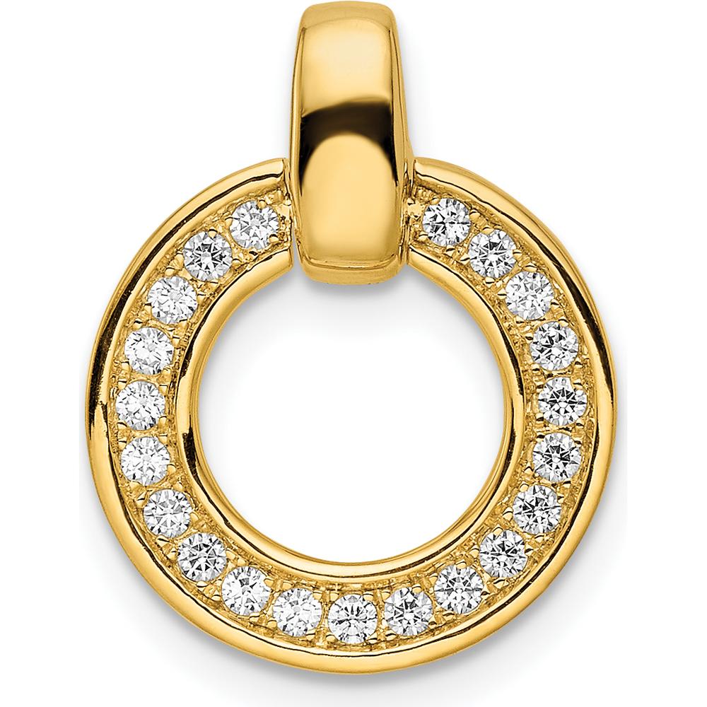 14K Yellow Gold Diamond Circle Pendant with 1/4 Carat Total Diamond Weight - 21 Round Diamonds by Oro Pregiato