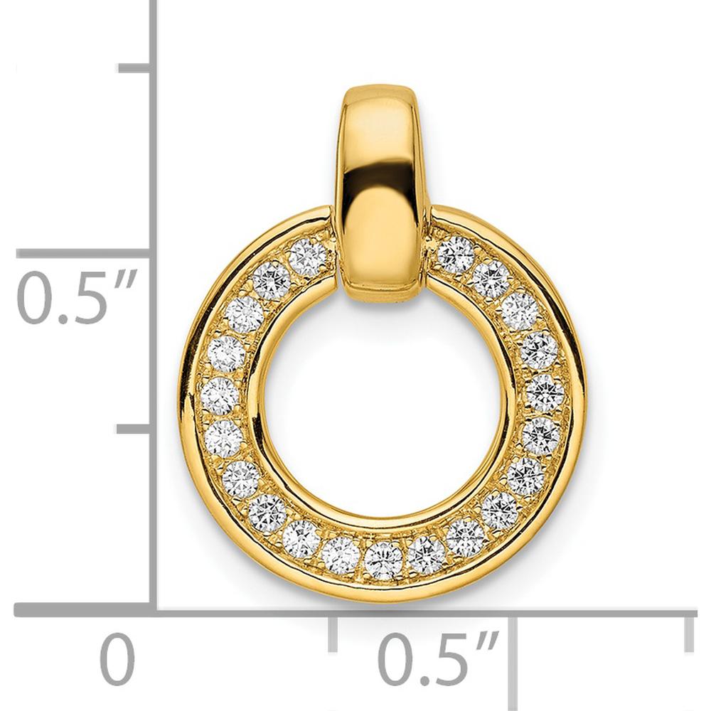 14K Yellow Gold Diamond Circle Pendant with 1/4 Carat Total Diamond Weight - 21 Round Diamonds by Oro Pregiato