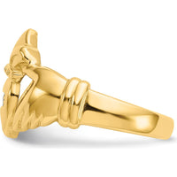 14K Yellow Gold Diamond Claddagh Ring with 5 Round Diamonds - 0.05 Carat Total Diamond Weight by 0